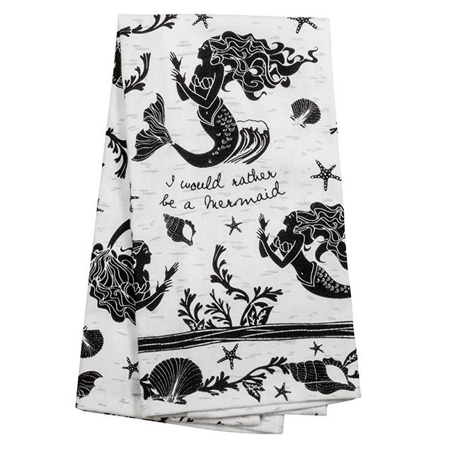 Karma Gifts Black and White Boho Tea Towels, 28"L x 20"W, MERMAID