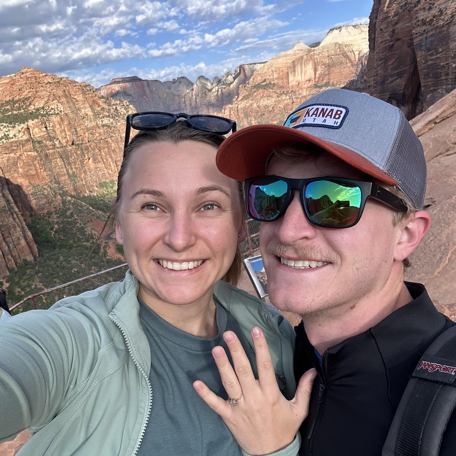 Hiking in Utah after Alex proposed 💍