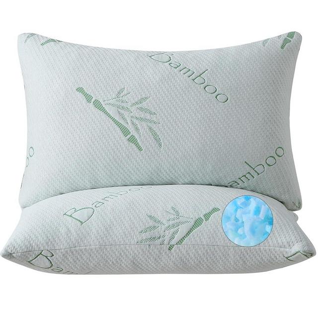HOXXME King Size Memory Foam Pillows Set of 2, Bed Pillow for Sleeping, Firm Pillow Gel for Neck Support, Hotel Quality Bed Rest Pillow with Cooling Zippered Breathable Cover King 2 Pack