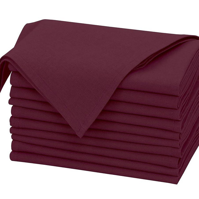 Ruvanti Linen Napkins Set of 12, 18x18 Cloth Napkins, Cotton Linen Blend Napkins Cloth Washable, Soft, Reusable Dinner Napkins for Wedding, Parties, Christmas, Thanksgiving, Everyday Use - Burgundy