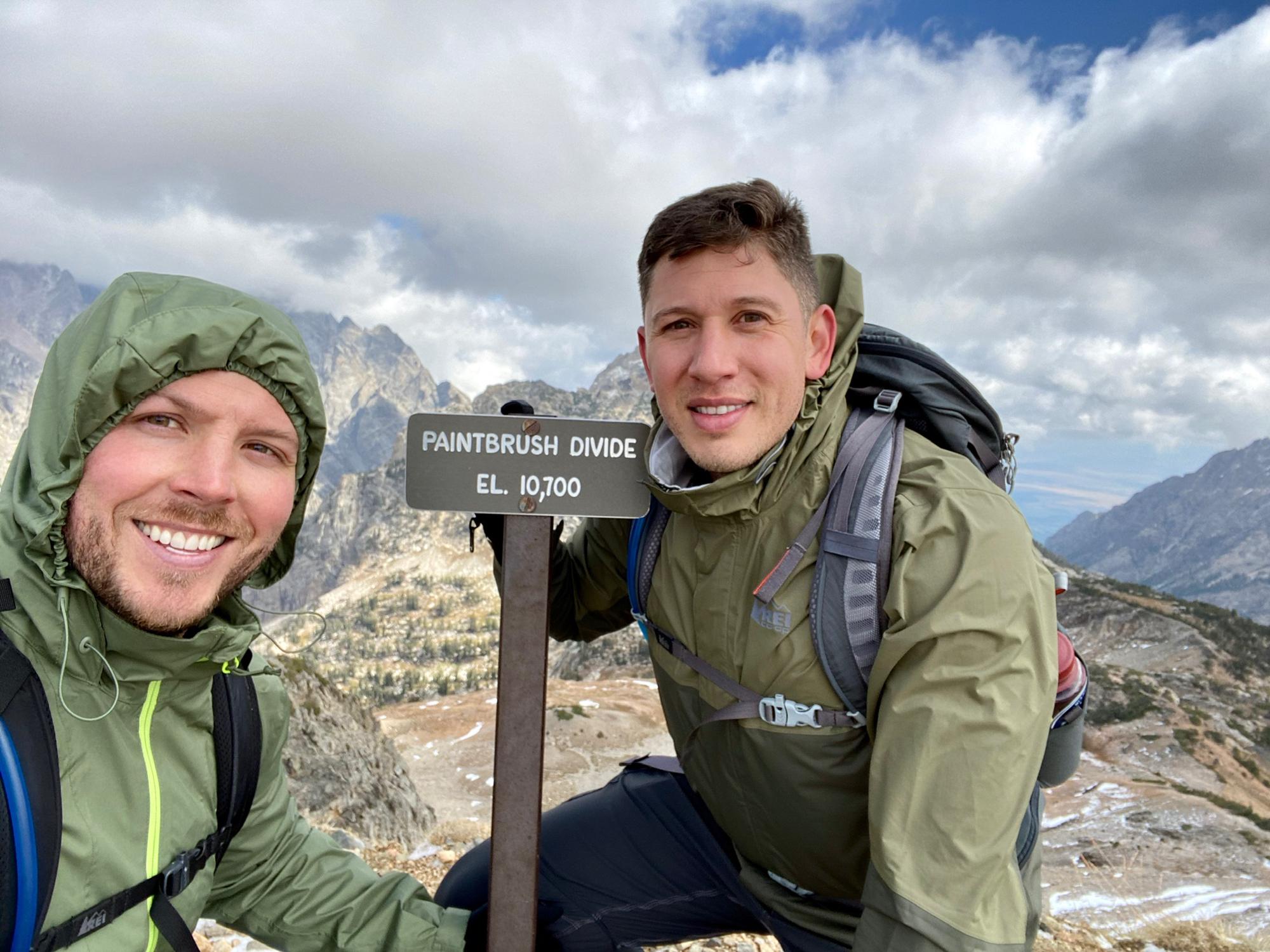 Hiking to the peak of a mountain in Grand Tetons National Park