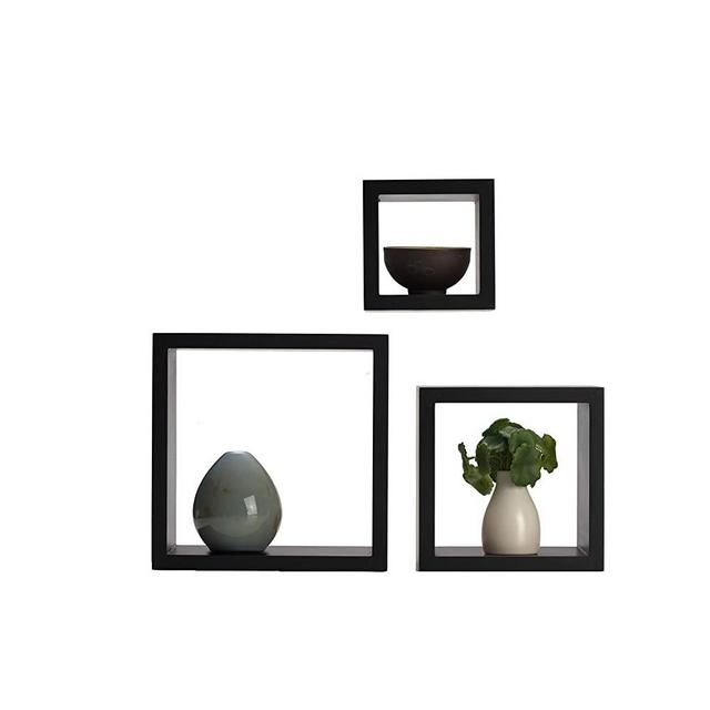 MELANNCO Floating Wall Mount Square Cube Shelves, Set of 3, Espresso, 3 Count