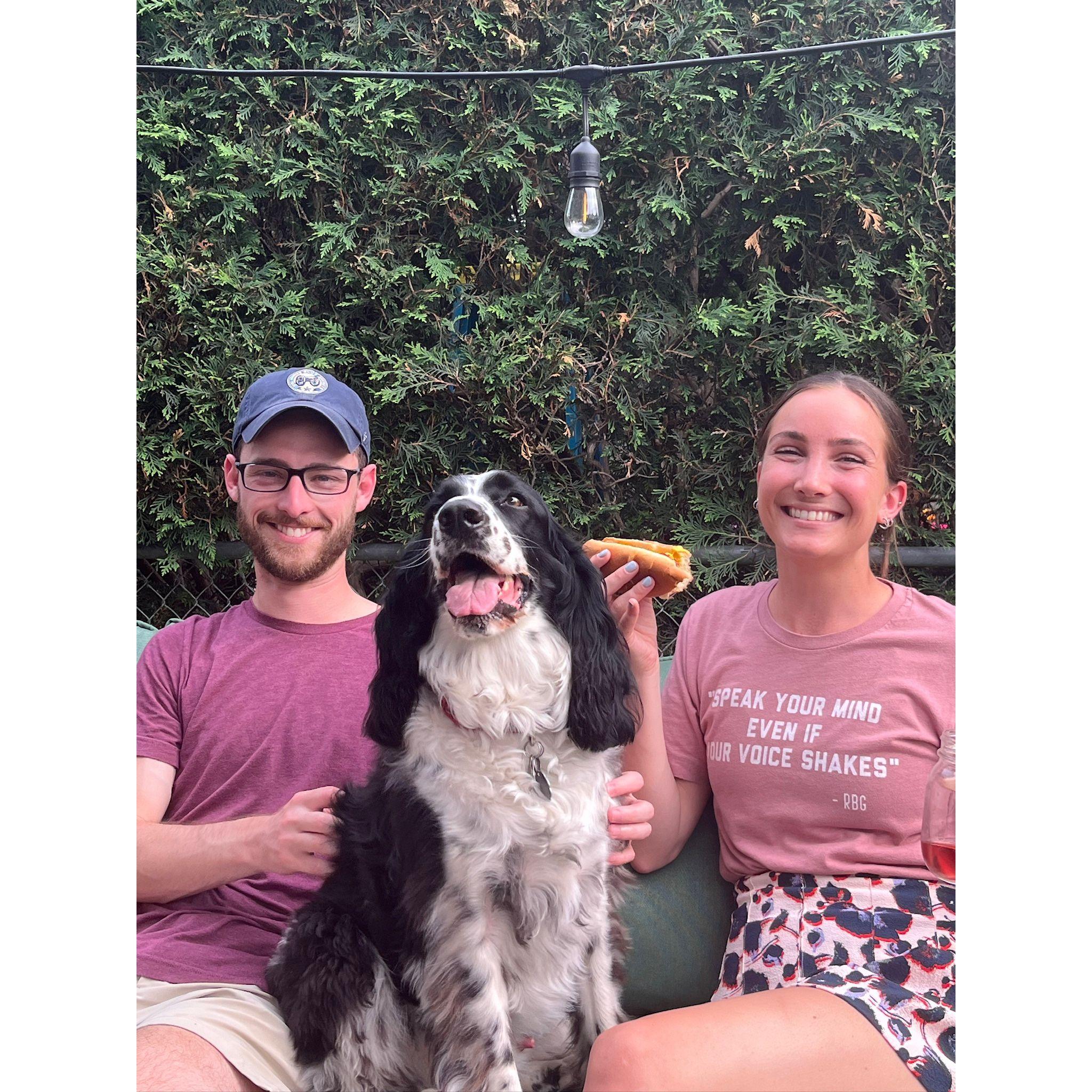 The couple spends 4th of July with the dogs