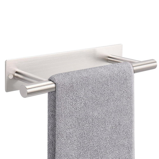 NearMoon Self Adhesive Hand Towel Holder/Towel Ring, Stainless Steel Hand Towel Bar Rustproof Stick on Wall-Towel Rack for Bathroom/Kitchen, Sticky and Wall Mounted (1, Brushed Nickel)