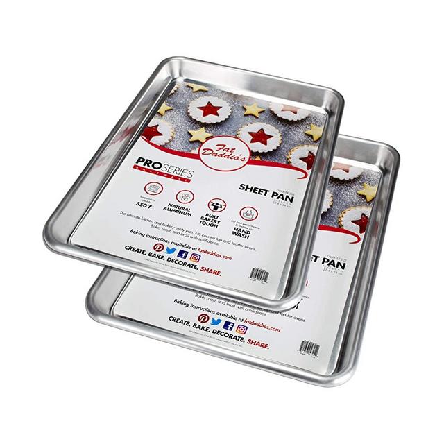 Fat Daddio's Quarter Sheet Pan Natural Aluminum, (9 x 13 Inch), 2-Pack, Silver