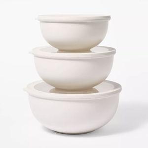 Set of 3 Plastic Mixing Bowl Set with Lids - Figmint™