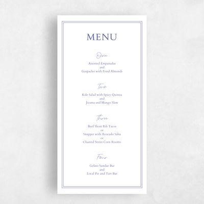 Periwinkle, Purple Wedding Menu - Verona