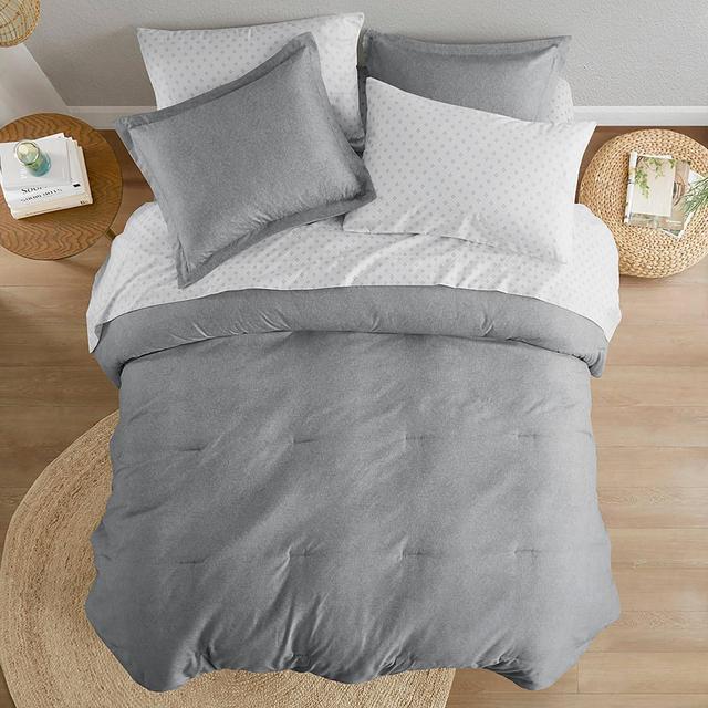 510 Design 7pc King Camden Chambray Print Microfiber Comforter Set with Bed Sheets Gray