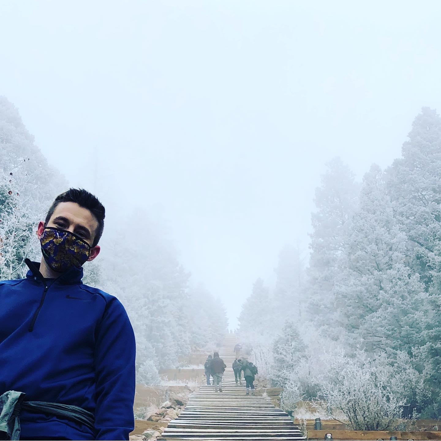 Alex at Manitou Incline on a trip to Colorado in October 2020. Nobody better to climb 2000 stairs with.