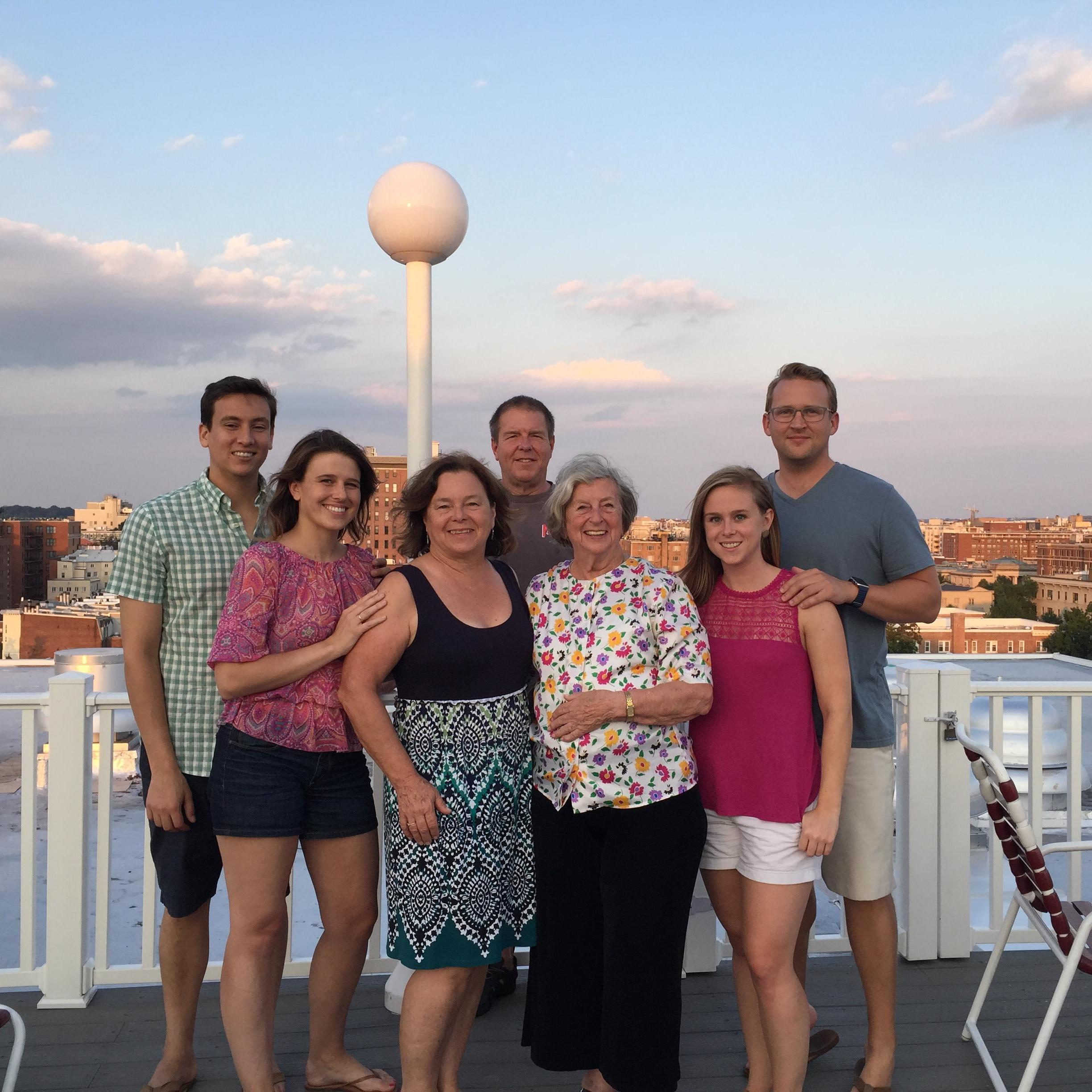 The Ely family on our roof in Dupont