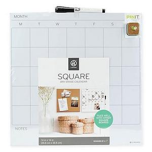 Square Dry Erase Calendar in White
