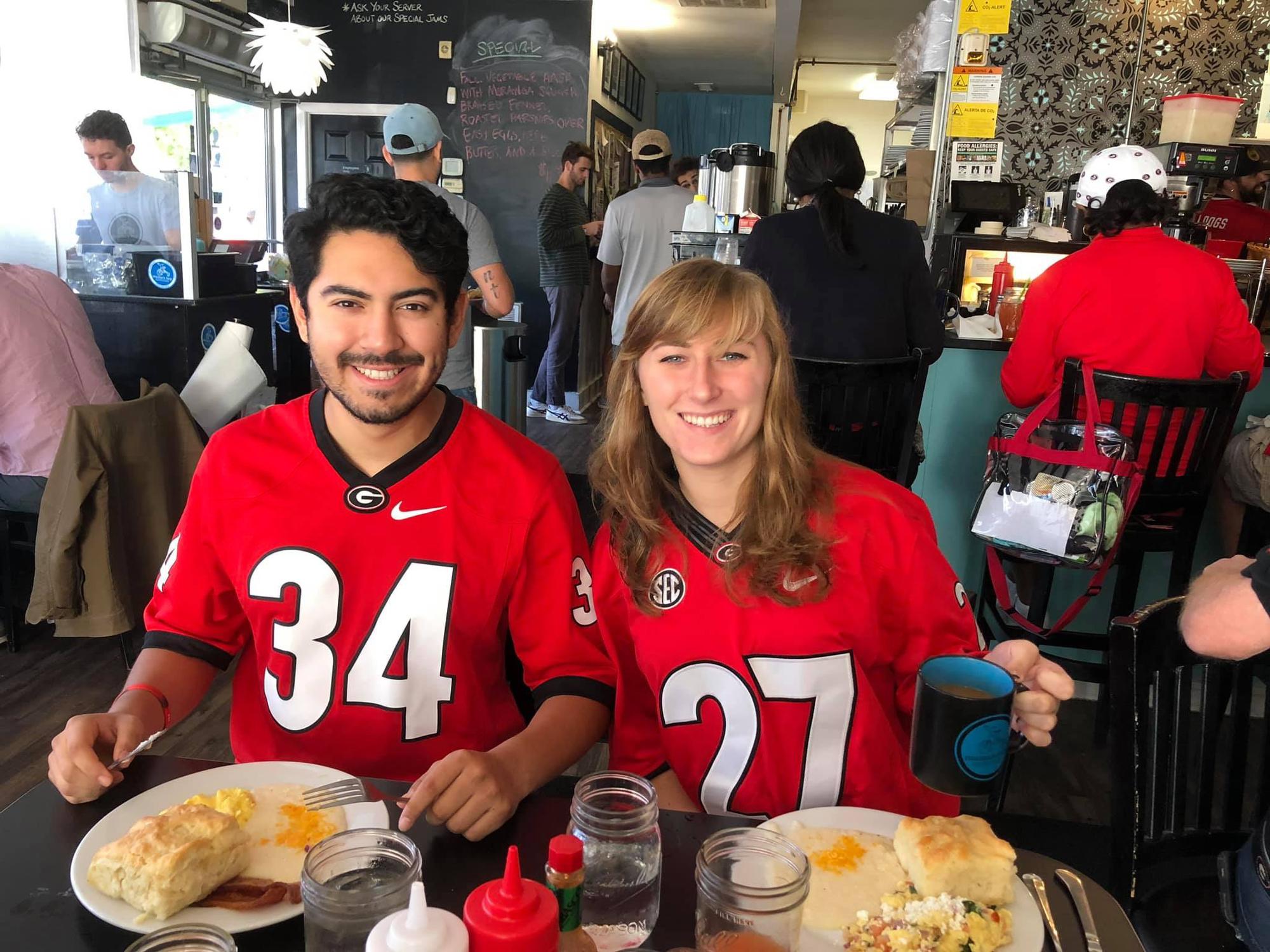 Mallory and Esteban at Mama’s Boy with Mallory’s parents before going to a UGA game