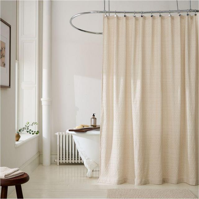 Reese Linen Cotton Shower Curtain, 72x74, Sand
