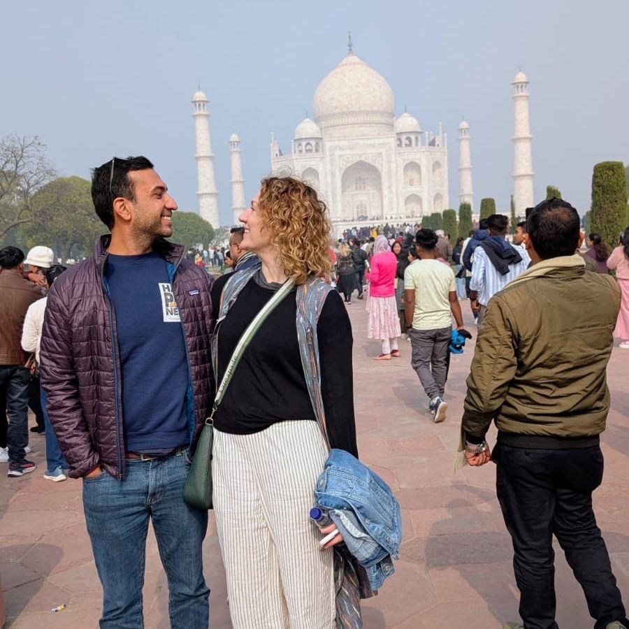 We traveled to India for the first time as a couple in December 2024 where Nitesh showed Andrea where he grew up in Delhi and visited historical sites like the Taj Mahal.