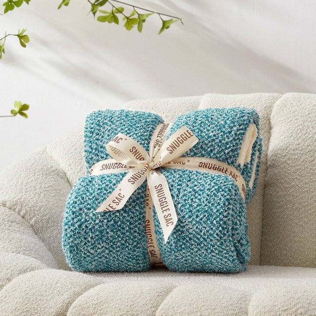Snuggle Sac Heather Brown Throw Blanket for Couch,Ultra Soft Microfiber Knitted Blanket Cozy Warm Blankets,Teal