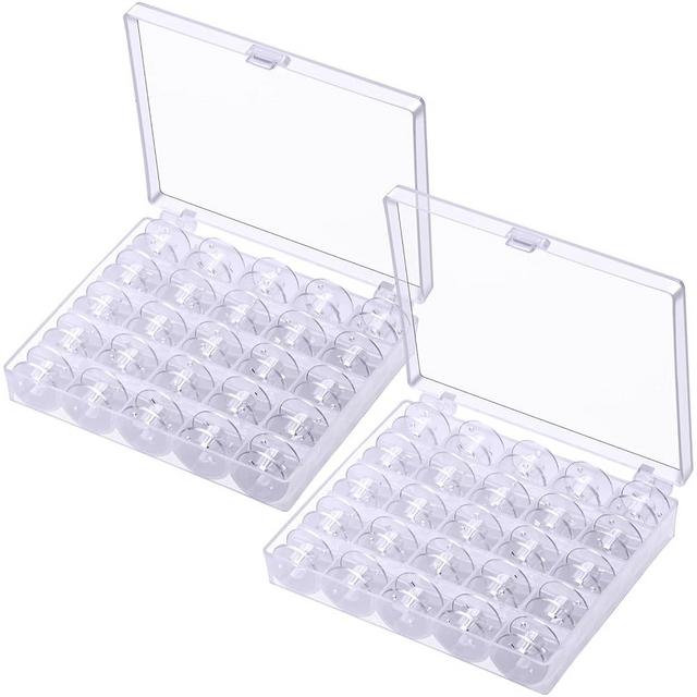 50 Pcs bobbins for Sewing Machine- Eoehro, Sa156 Bobbins, Bobbins Class 15, Sewing Accessories, Plastic Bobbin with Case(2 Box)