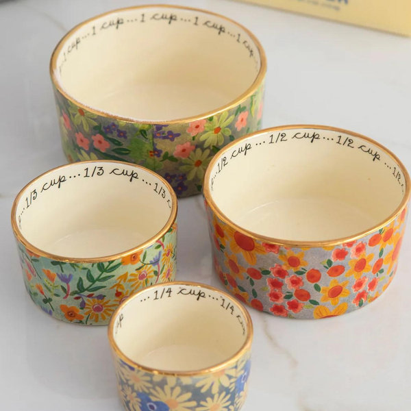 Ceramic Nesting Measuring Cups - Multi Floral