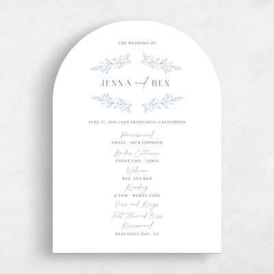 Blue Arch Wedding Program - Phippsburg