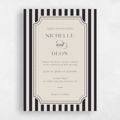 Ebony, Black Wedding Invitation - Plateau Portrait