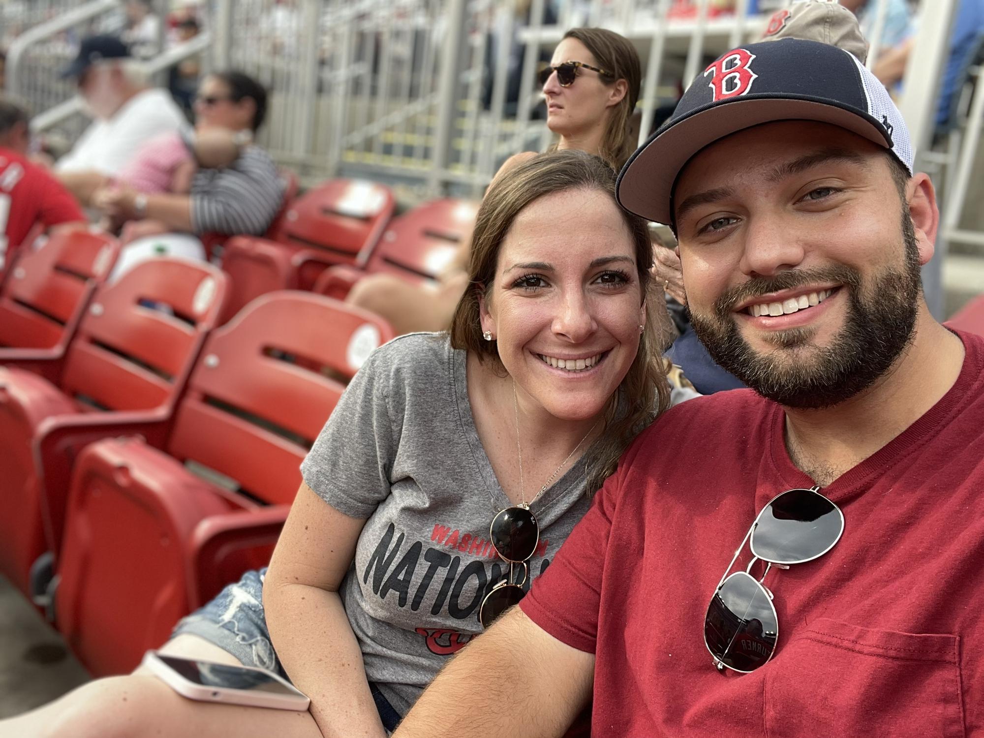 Stephanie "hard-launched" Alex on Instagram with this photo. Alex primarily remembers the guys next to us getting kicked out of the stadium.