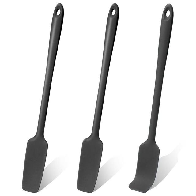 3 Pcs Small Spatulas Set Silicone Jar Spatulas with Long Handle Heat Resistant Non-Stick Mini Spatulas Jam Spreader Scraper Narrow Rubber Spatula for Baking and Cake Icing Kitchen Use 11 Inches