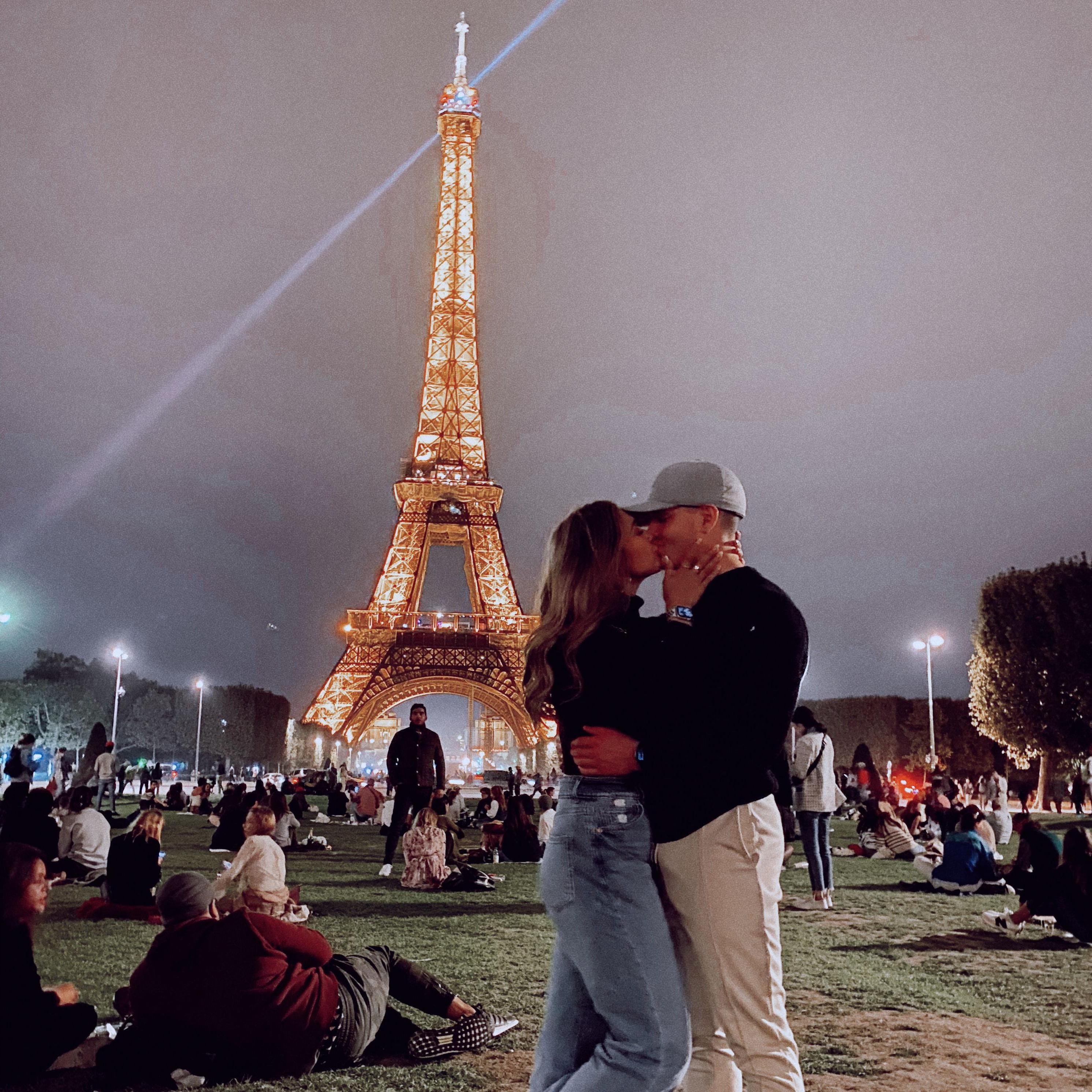 Eiffel Tower at night.