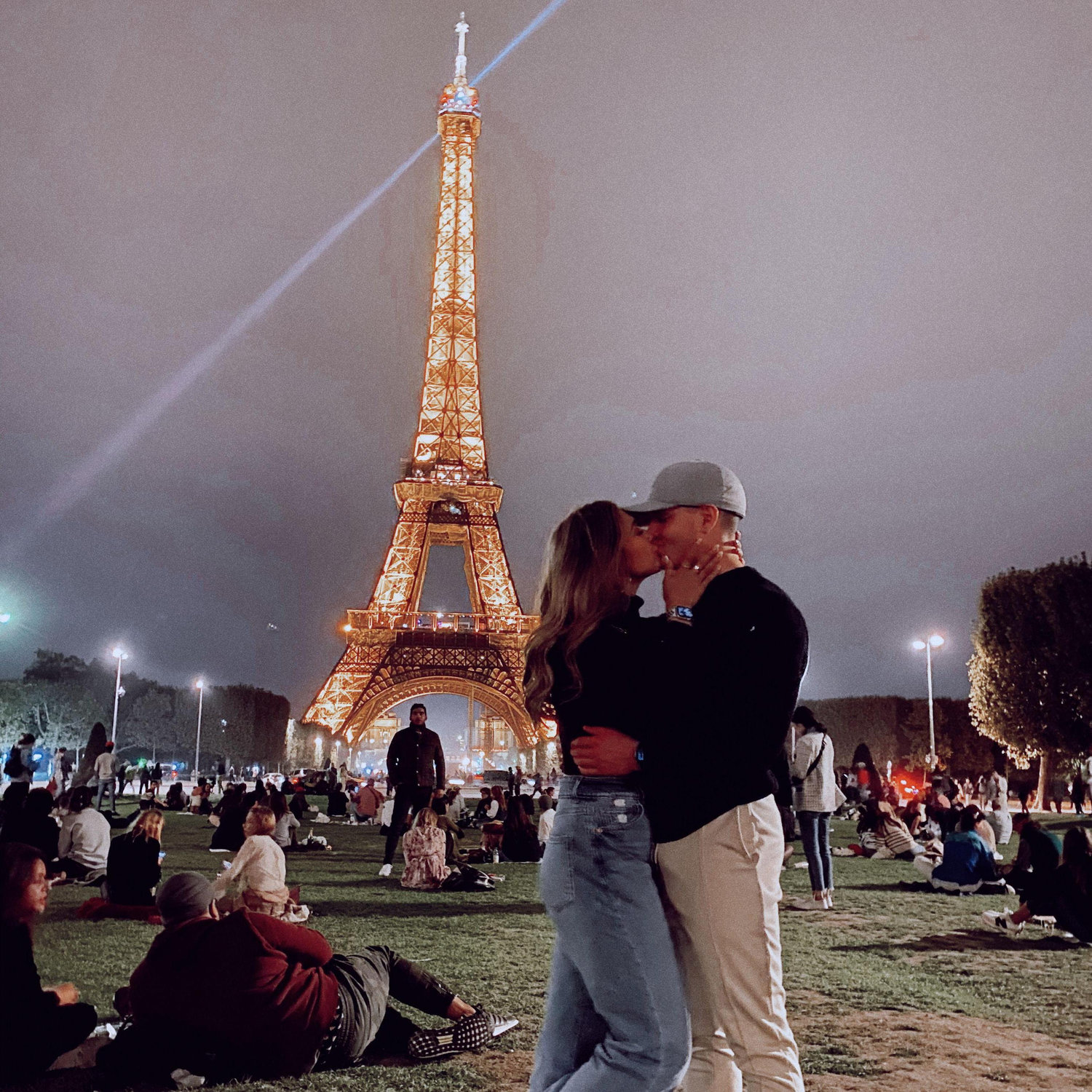 Eiffel Tower at night.