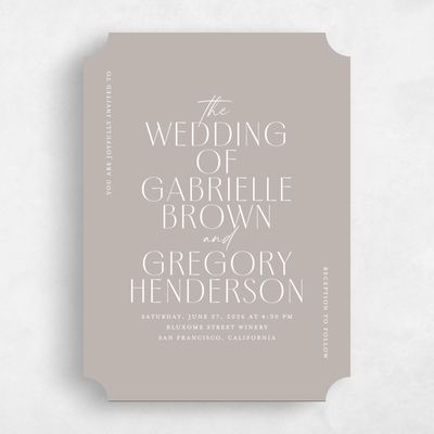 Brown Ticket Wedding Invitation - Brooklyn Portrait