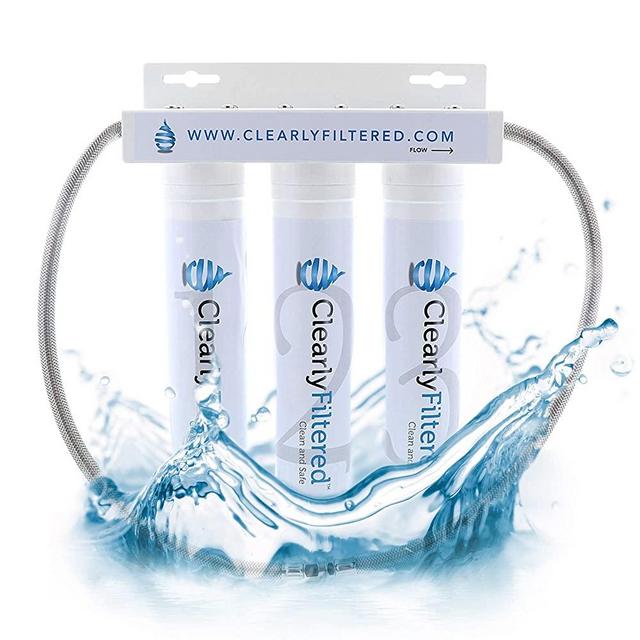 Clearly Filtered Triple Stage Kitchen Faucet Filtration System - With 99% Fluoride & Lead Removal (Installs on your primary faucet, no drilling or seperate spigot required)