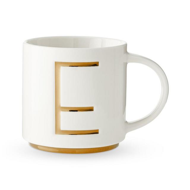Gold Monogram Mug, E