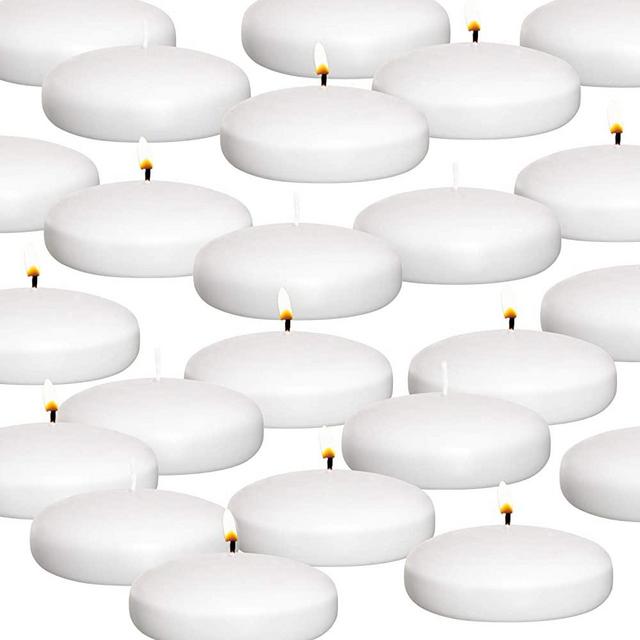 Royal Imports 10 Hour Floating Candles, 3” White Unscented Dripless Wax Discs, for Cylinder Vases, Centerpieces at Wedding, Party, Pool, Holiday (36 Set)