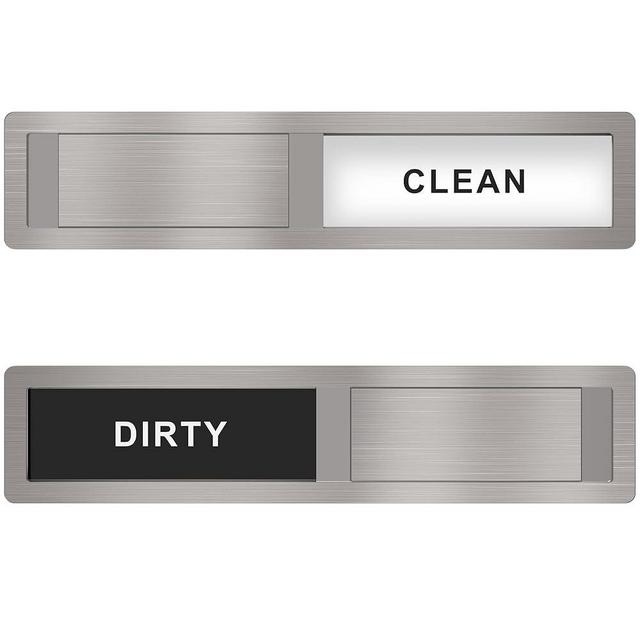 Dishwasher Magnet Clean Dirty Sign Premium Stainless Steel - Kitchen Decor and Home Essentials - Easy to Identify Clean or Dirty by Kitensil with Scratching Strong Magnet and 3M Adhesive Options