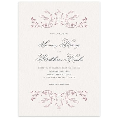 Dusty Rose, Pink Wedding Invitation - Camberley Portrait