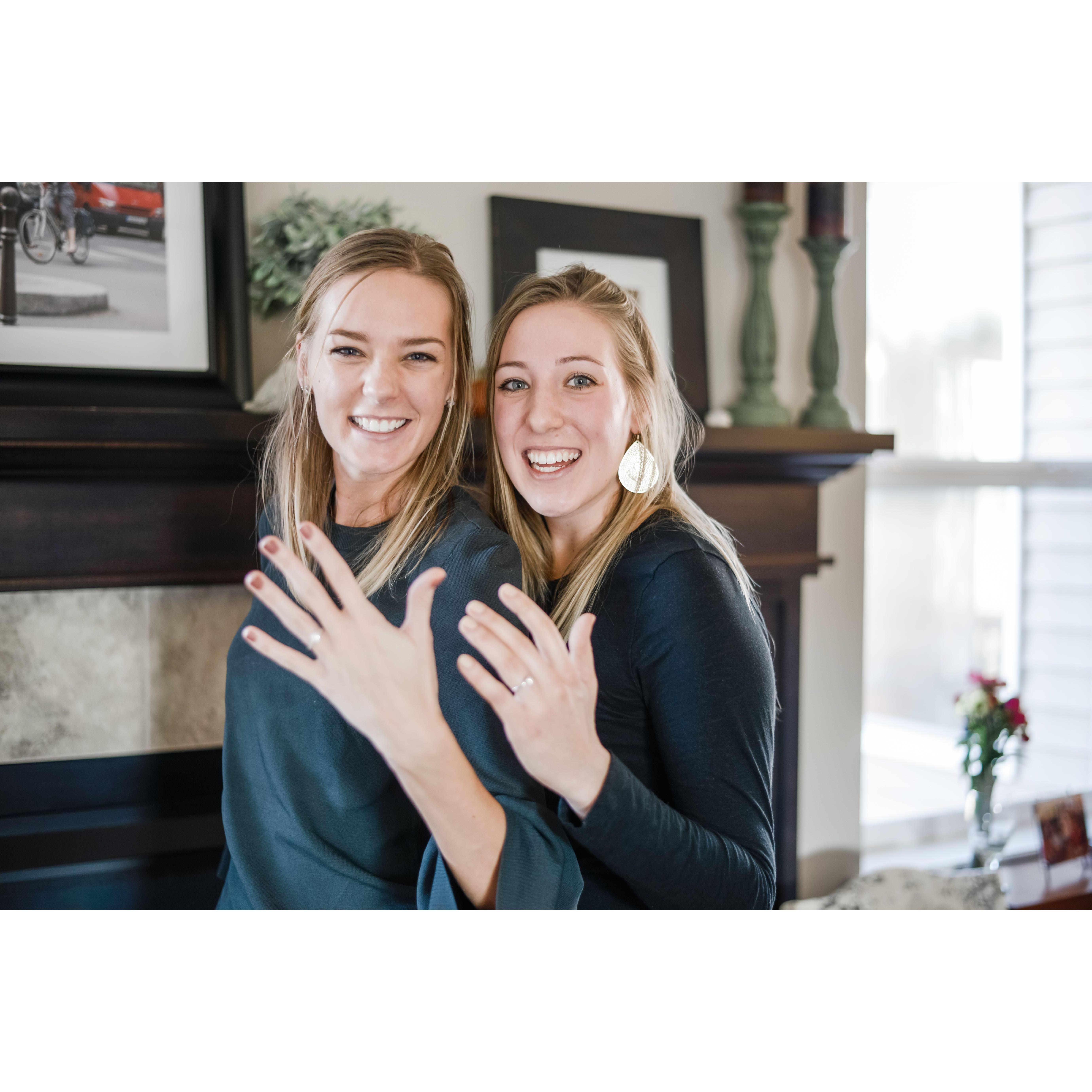 The two engaged sisters