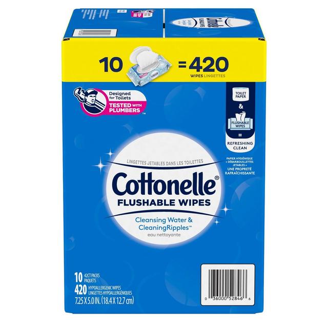 Cottonelle Flushable Wet Wipes Flip-Top Pack - 10pk/42ct