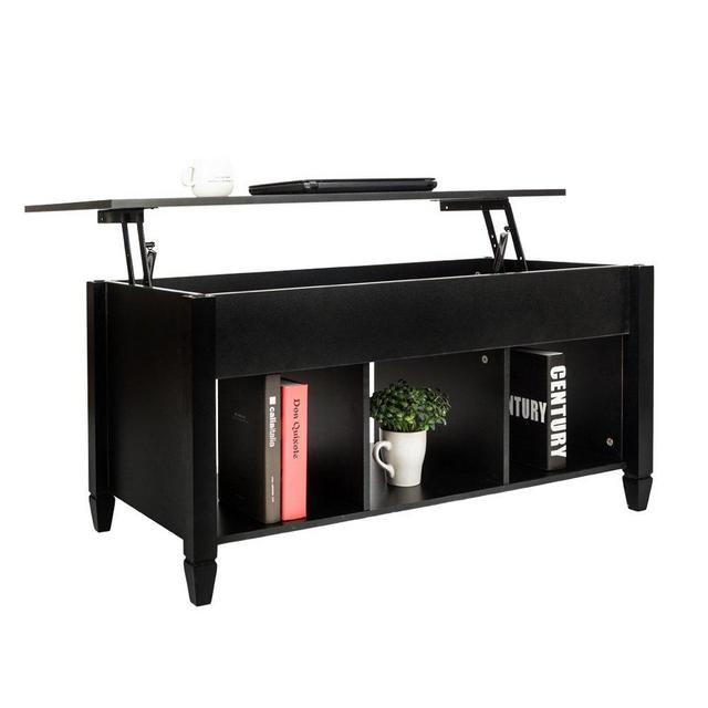 HomVent Lift Top Coffee Table,Wood & Metal End Table,Hidden Storage and Lift Tabletop Dining Table,Computer Table,Side Table,Living Room Furniture Tea Table E1 Board & Iron Modern Furniture Black