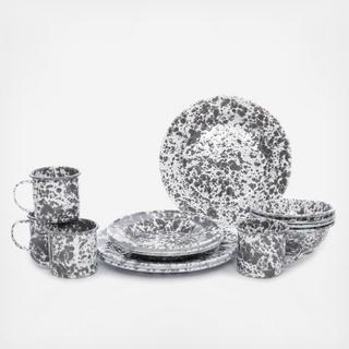 Splatter Enamelware 16-Piece Dinnerware Set, Service for 4
