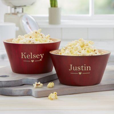 The Wedding Couple Personalized Red Bamboo Bowl- Small
