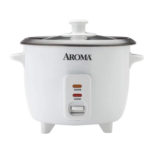 Aroma Housewares Aroma 6-cup (cooked) 1.5 Qt. One Touch Rice Cooker, White (ARC-363NG), 6 cup cooked/ 3 cup uncook/ 1.5 Qt.