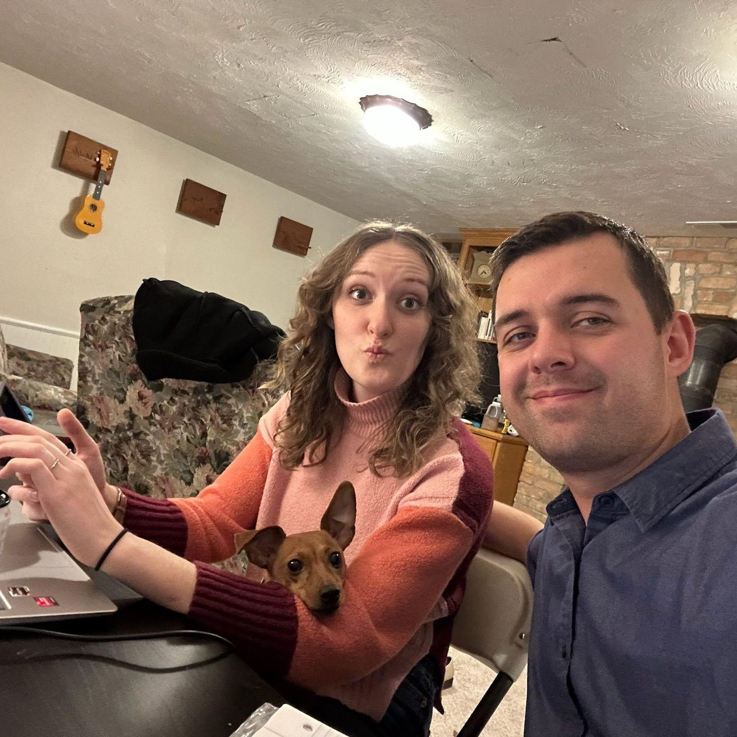 Homework in the basement.