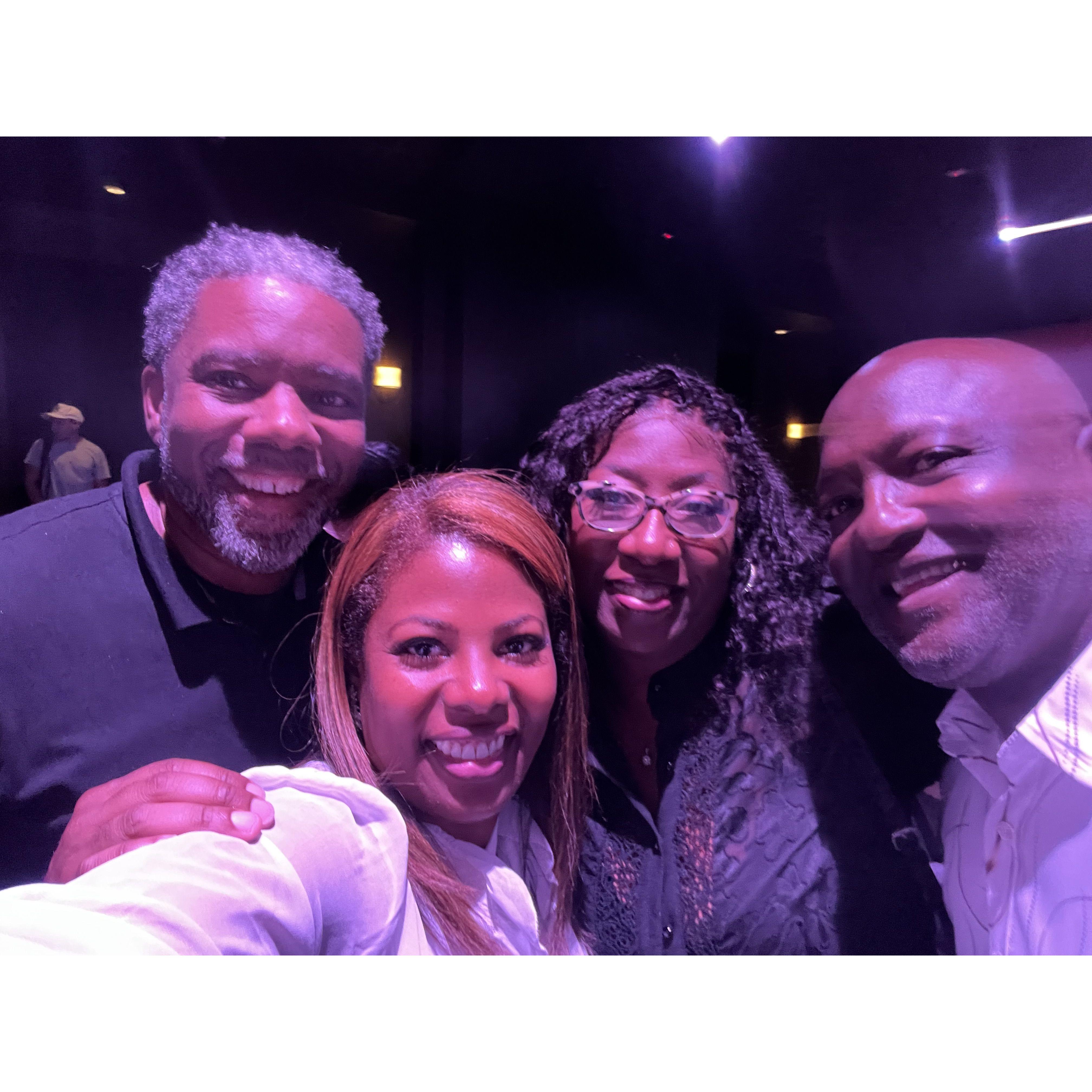 Enjoying comedy show with friends!