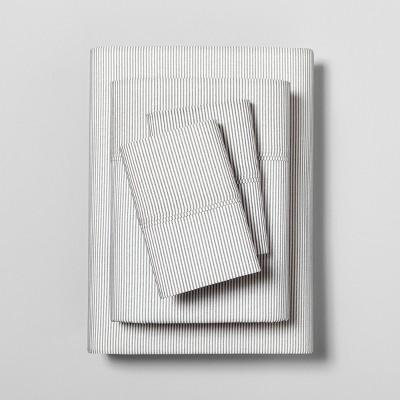 King Sheet Set Organic Microstripe Railroad Gray / Sour Cream - Hearth & Hand™ with Magnolia