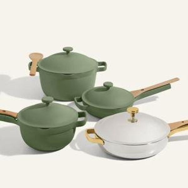 Titanium & Ceramic Cookware Set - gold sage