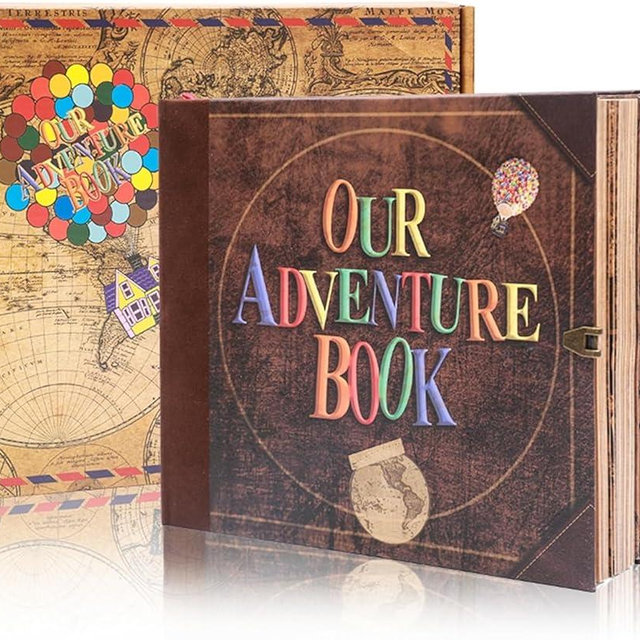 Our Adventure Book 148-Page DIY Handmade Scrapbook with Retro-Style Embossed Letter Cover - Perfect Travel Diary & Memory Album for Couples, Ideal for Anniversaries & Weddings, Father's Day Gift