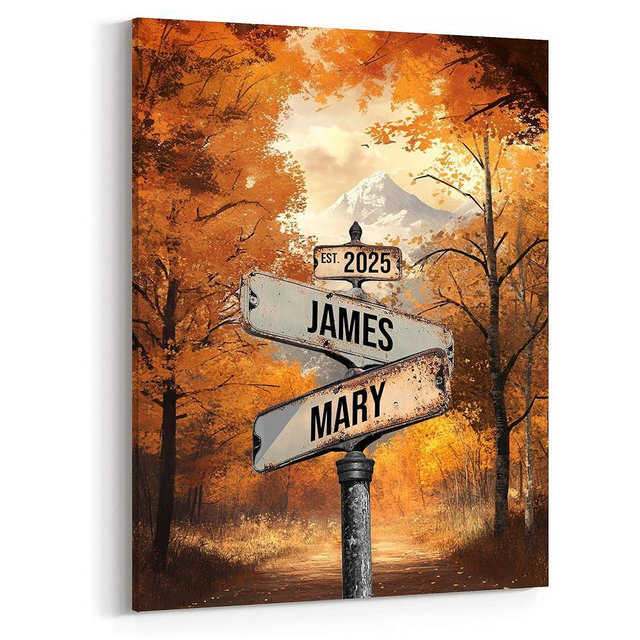 GABITA Personalized Crossroads Street Sign Wall Art for Couples, Anniversary Canvas for Couple, Gift for Valentines Day, Girlfriend Boyfriends Gifts, Custom Poster for Wife and Husband 2