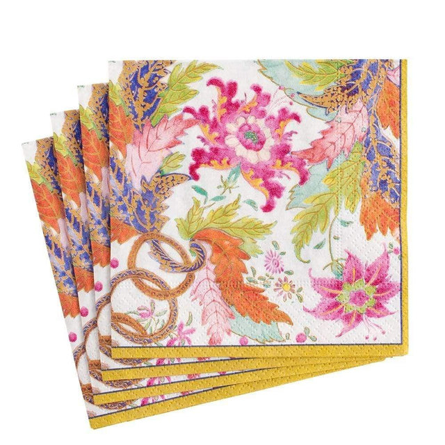 Caspari Tobacco Leaf Paper Luncheon Napkins in Ivory - 20 Per Package