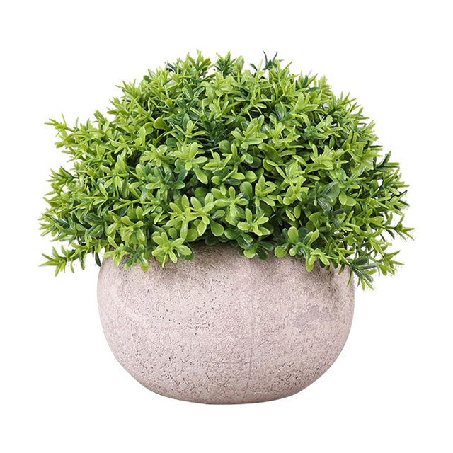 YZZY 1 Pack Mini Potted Fake Plants Artificial Plastic Faux Greenery in Pot for House Decoration(Style C Green)