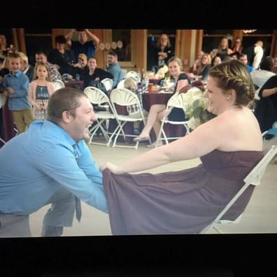 A friends wedding, getting the garter 🤣