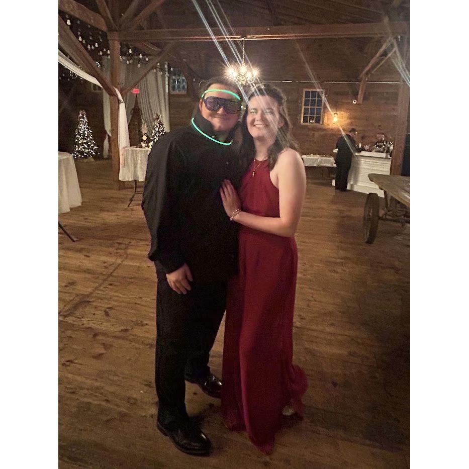 Taking a pause on the dance floor at the same wedding