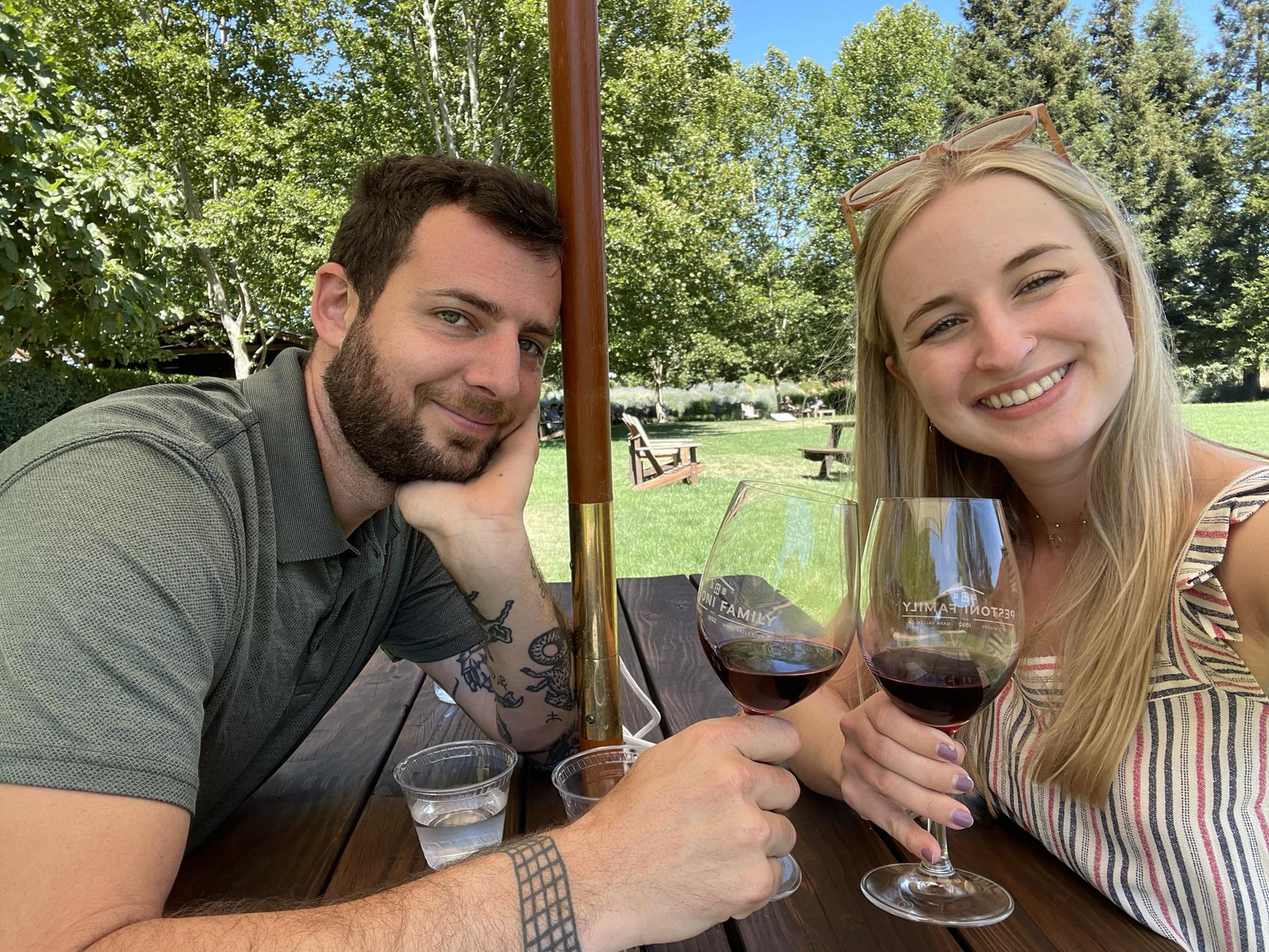 Wine tasting moment in California.